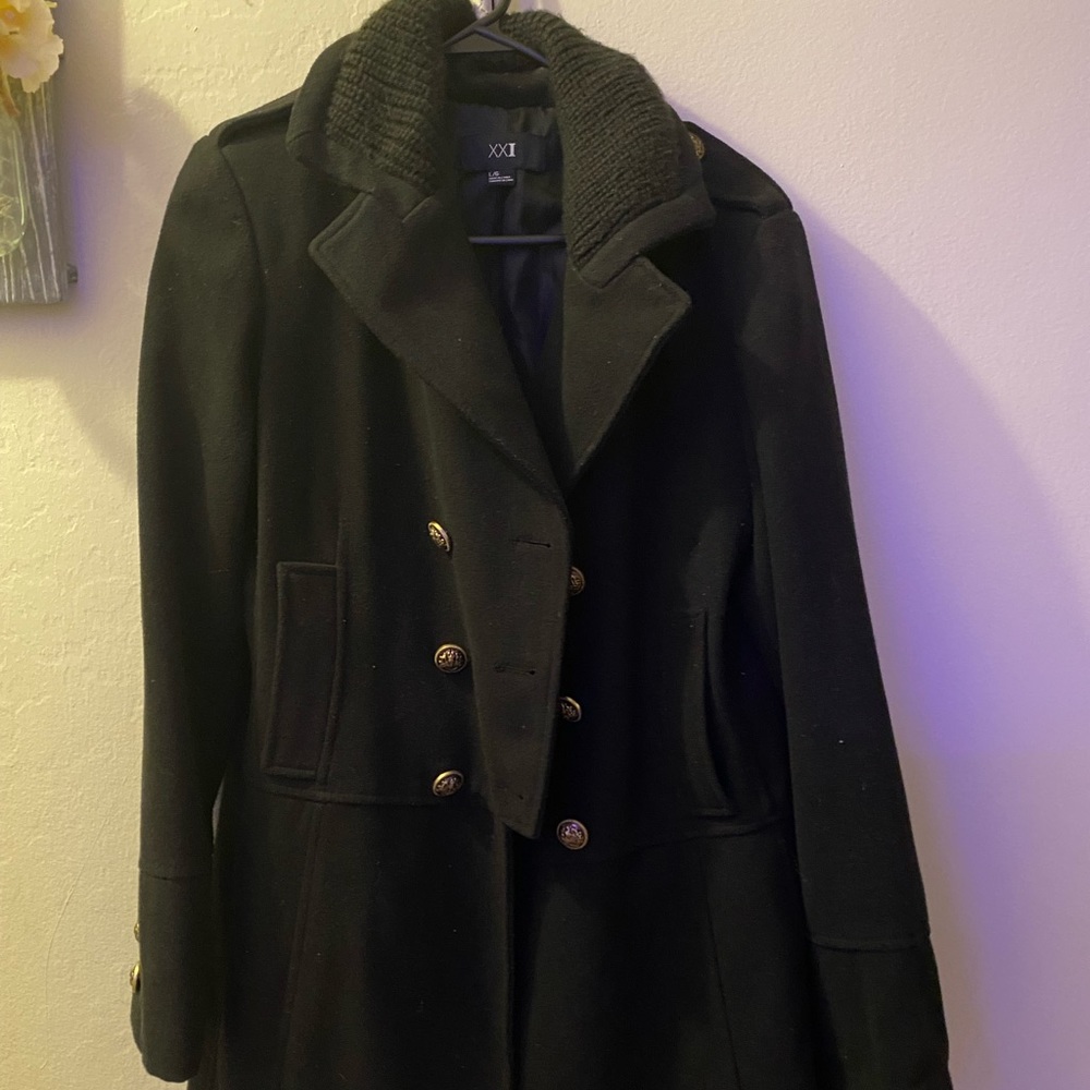 Really cute Forever 21 peat coat great condition only wore a few times